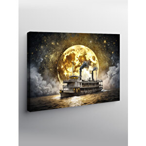 Kanvas Tablo Yandan Çarklı Tekne 100x140 cm