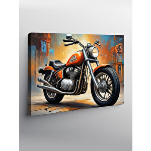 Kanvas Tablo Turuncu Chopper Motosiklet 100x140 cm