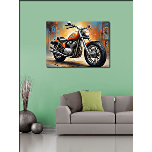 Kanvas Tablo Turuncu Chopper Motosiklet 100x140 cm