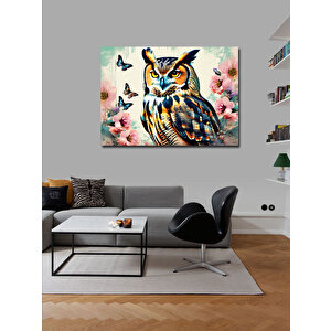 Kanvas Tablo Sevimli Baykuş Ve Kelebekler 100x140 cm