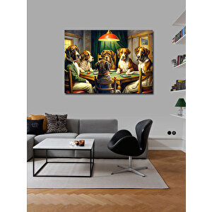 Kanvas Tablo Sofrada Oturan Köpekler 70x100 cm