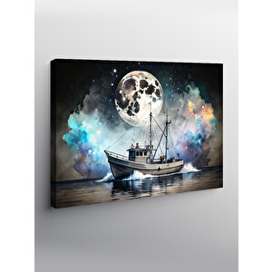 Kanvas Tablo Tekne Ve Dolunay 100x140 cm