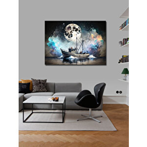 Kanvas Tablo Tekne Ve Dolunay 100x140 cm