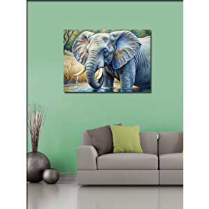 Kanvas Tablo Su İçen Fil 70x100 cm
