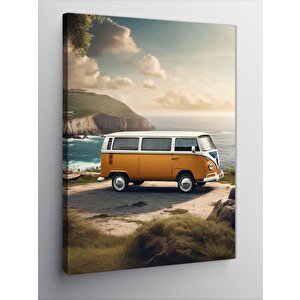 Kanvas Tablo Retro Minibüs Ve Sahil 100x140 cm