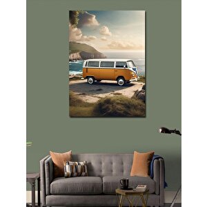 Kanvas Tablo Retro Minibüs Ve Sahil 100x140 cm