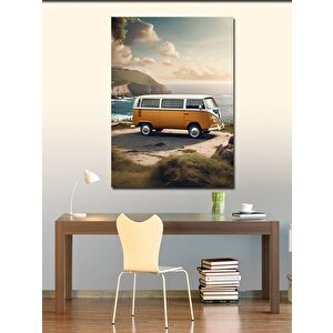 Kanvas Tablo Retro Minibüs Ve Sahil 100x140 cm