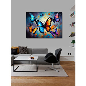Kanvas Tablo Mavi Turuncu Kelebekler 100x140 cm