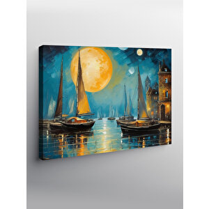 Kanvas Tablo Tekneler Ve Ay 100x140 cm