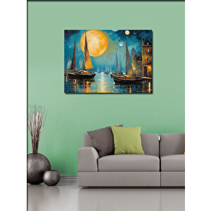 Kanvas Tablo Tekneler Ve Ay 100x140 cm