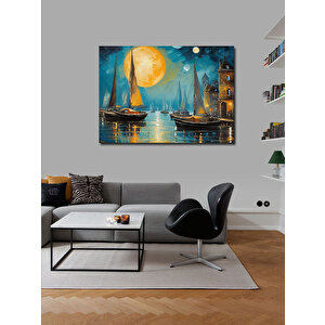 Kanvas Tablo Tekneler Ve Ay 100x140 cm
