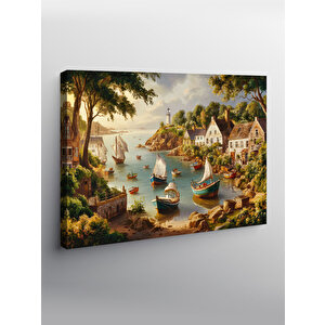 Kanvas Tablo Sahil Kasabası Manzarası 70x100 cm