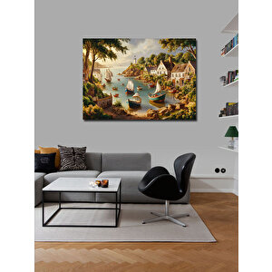 Kanvas Tablo Sahil Kasabası Manzarası 70x100 cm