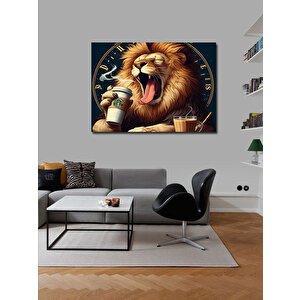 Kanvas Tablo Kahve İçen Aslan 100x140 cm