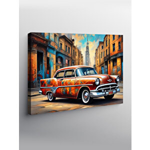 Kanvas Tablo Kırmızı Retro Klasik Araba