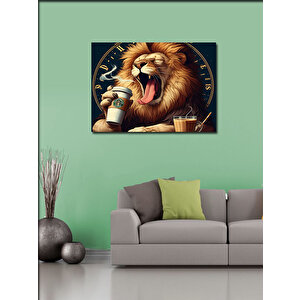 Kanvas Tablo Kahve İçen Aslan 70x100 cm