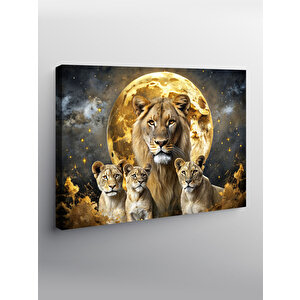 Kanvas Tablo Dolunay Ve Aslan Ailesi 100x140 cm