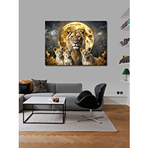 Kanvas Tablo Dolunay Ve Aslan Ailesi 100x140 cm