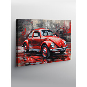 Kanvas Tablo Kırmızı Retro Kaplumbağa Araba 100x140 cm