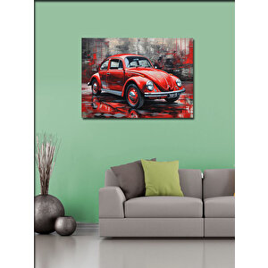 Kanvas Tablo Kırmızı Retro Kaplumbağa Araba 100x140 cm