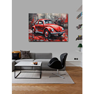 Kanvas Tablo Kırmızı Retro Kaplumbağa Araba 100x140 cm
