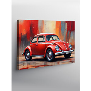 Kanvas Tablo Retro Kırmızı Kaplumbağa Araba 100x140 cm