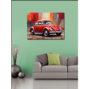 Kanvas Tablo Retro Kırmızı Kaplumbağa Araba 100x140 cm