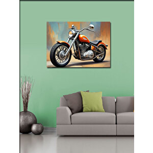 Kanvas Tablo Turuncu Chopper Motosiklet
