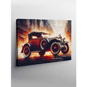 Kanvas Tablo Kırmızı Retro Araba 100x140 cm