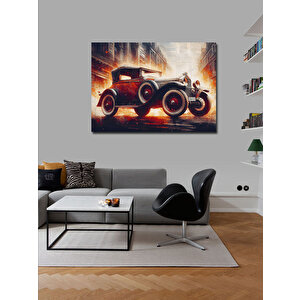 Kanvas Tablo Kırmızı Retro Araba 100x140 cm