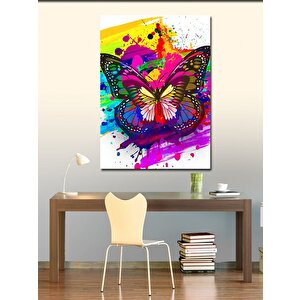 Kanvas Tablo Renkli Boyalar Ve Kelebekler 70x100 cm