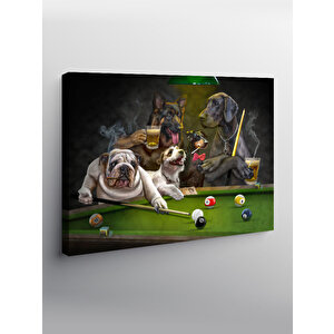 Kanvas Tablo Bilardo Oynayan Köpekler