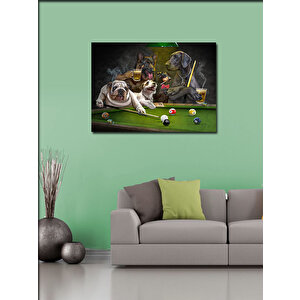 Kanvas Tablo Bilardo Oynayan Köpekler