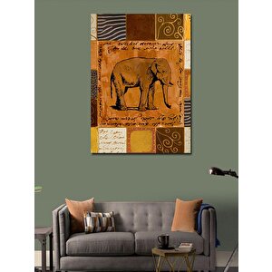 Kanvas Tablo Kahverengi Fil Motif 70x100 cm