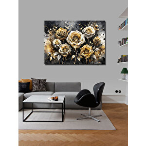 Kanvas Tablo Altın Rengi Güller 100x140 cm