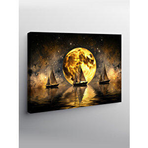 Kanvas Tablo Dolunay Veya Yelkenli Tekneler 70x100 cm