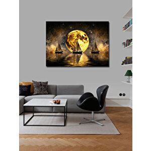 Kanvas Tablo Dolunay Veya Yelkenli Tekneler 70x100 cm