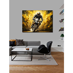 Kanvas Tablo Motosiklet Sürücüsü 100x140 cm