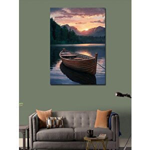 Kanvas Tablo Göl Manzarası Ve Sandal 70x100 cm