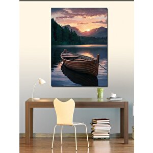 Kanvas Tablo Göl Manzarası Ve Sandal 70x100 cm
