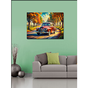 Kanvas Tablo Kırmızı Retro Kaplumbağa Araba 100x140 cm