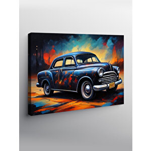 Kanvas Tablo Retro Mavi Kaplumbağa Araba 70x100 cm