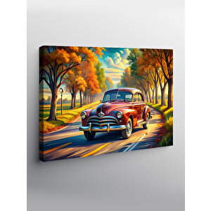Kanvas Tablo Kırmızı Retro Kaplumbağa Araba 70x100 cm