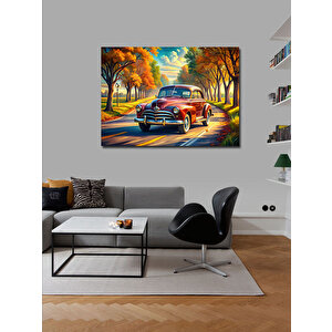 Kanvas Tablo Kırmızı Retro Kaplumbağa Araba 70x100 cm