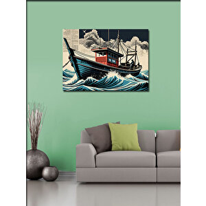 Kanvas Tablo Balıkçı Teknesi Ve Balıkçı 100x140 cm