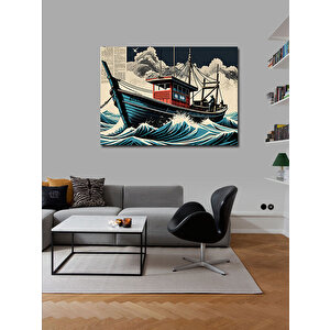 Kanvas Tablo Balıkçı Teknesi Ve Balıkçı 100x140 cm