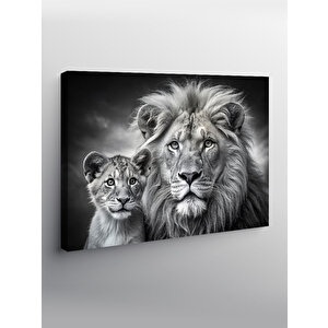 Kanvas Tablo Anne Ve Yavru Aslan 100x140 cm