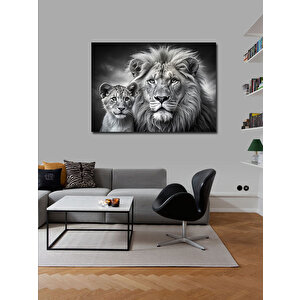 Kanvas Tablo Anne Ve Yavru Aslan 100x140 cm