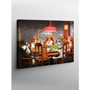 Kanvas Tablo Kart Oynayan Köpekler 70x100 cm