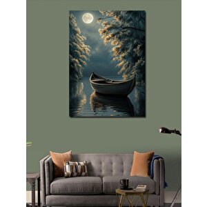 Kanvas Tablo Dolunay Ve Ahşap Tekne 70x100 cm